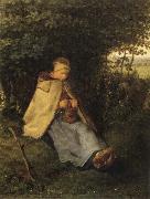Jean Francois Millet Shepherdess or Woman Knitting France oil painting artist
